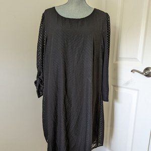 [Speechless] Sheer Sleeved Shift Dress Tab Sleeves -2X